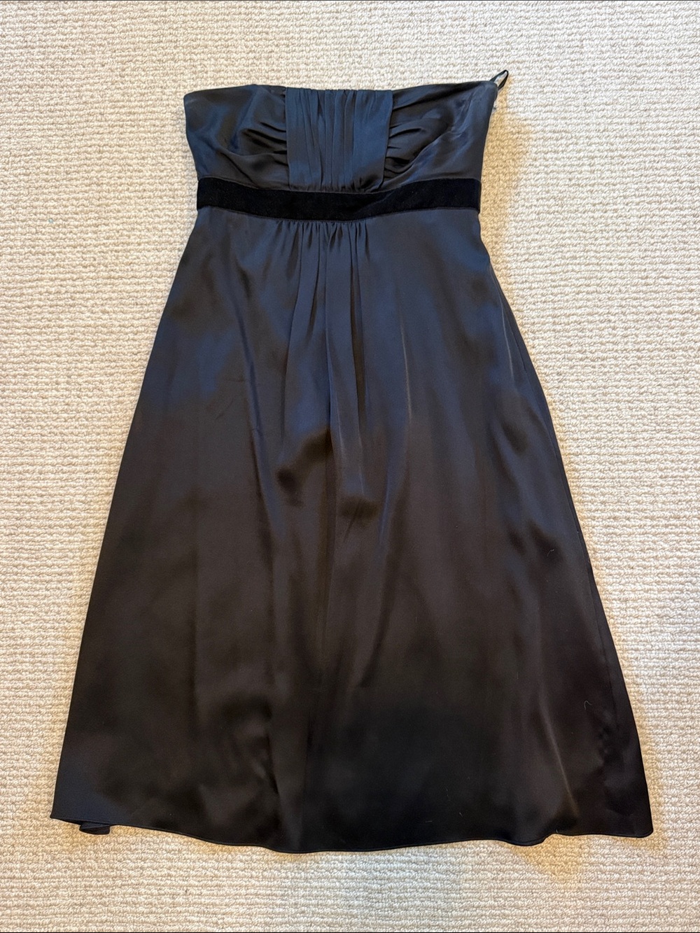 Banana Republic Black Strapless Tea Length Silky Dress